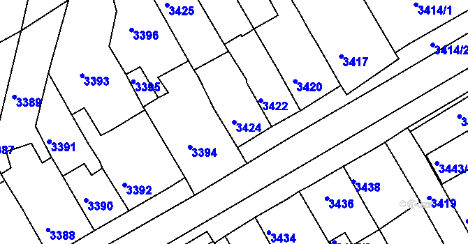 Parcela st. 3424 v KÚ Jirkov, Katastrální mapa