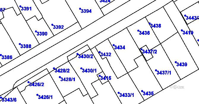 Parcela st. 3432 v KÚ Jirkov, Katastrální mapa
