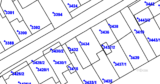 Parcela st. 3434 v KÚ Jirkov, Katastrální mapa