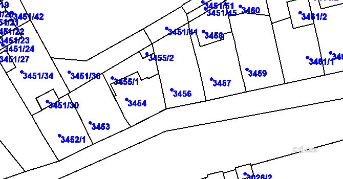 Parcela st. 3456 v KÚ Jirkov, Katastrální mapa
