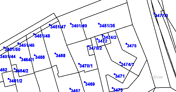Parcela st. 3470/2 v KÚ Jirkov, Katastrální mapa