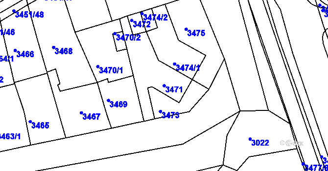 Parcela st. 3471 v KÚ Jirkov, Katastrální mapa