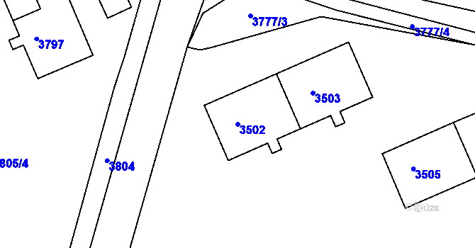 Parcela st. 3502 v KÚ Jirkov, Katastrální mapa