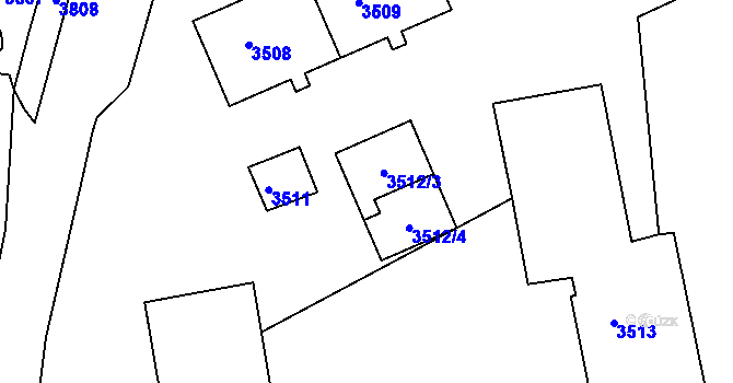 Parcela st. 3512 v KÚ Jirkov, Katastrální mapa