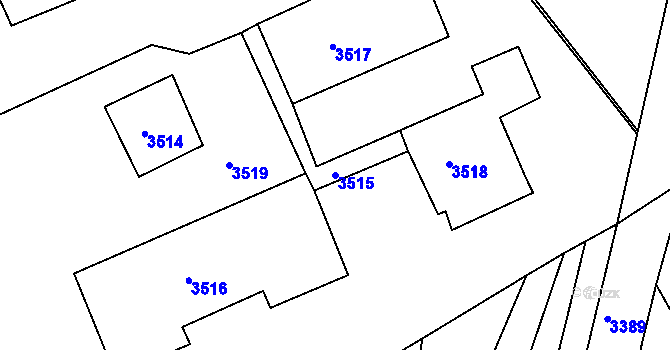 Parcela st. 3515 v KÚ Jirkov, Katastrální mapa