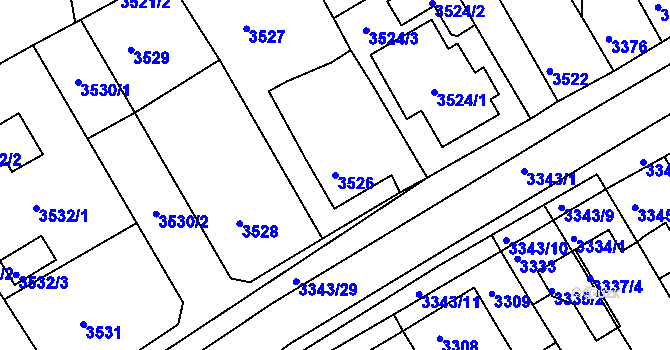 Parcela st. 3526 v KÚ Jirkov, Katastrální mapa