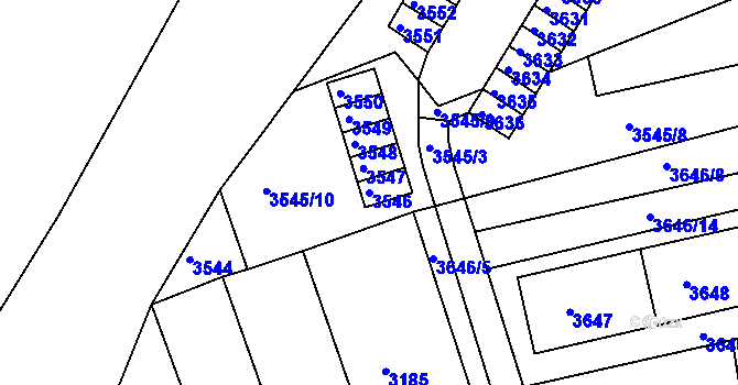 Parcela st. 3546 v KÚ Jirkov, Katastrální mapa