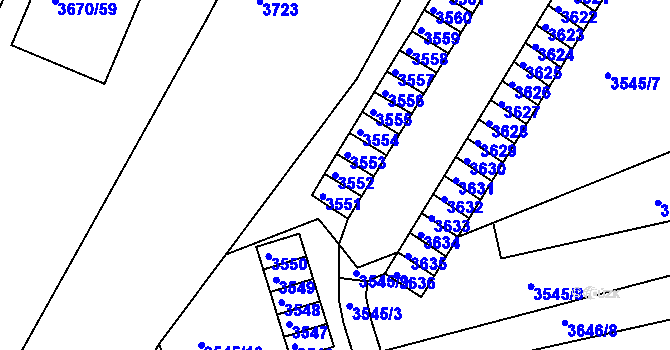 Parcela st. 3552 v KÚ Jirkov, Katastrální mapa