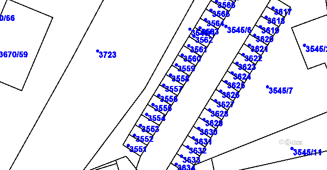 Parcela st. 3557 v KÚ Jirkov, Katastrální mapa