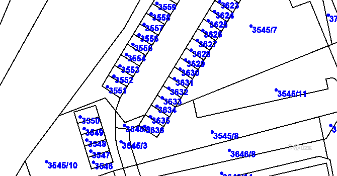 Parcela st. 3632 v KÚ Jirkov, Katastrální mapa