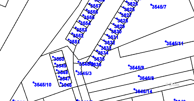 Parcela st. 3634 v KÚ Jirkov, Katastrální mapa