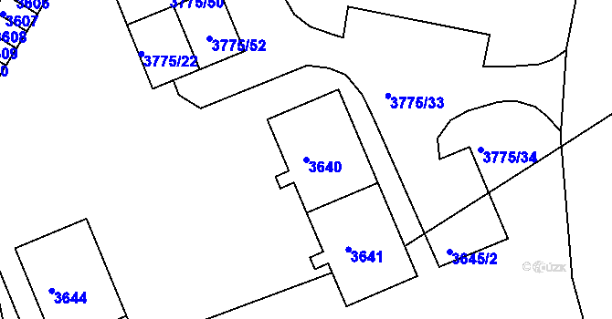Parcela st. 3640 v KÚ Jirkov, Katastrální mapa