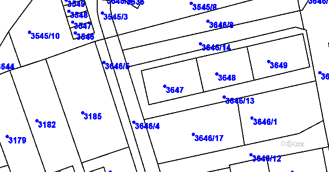 Parcela st. 3647 v KÚ Jirkov, Katastrální mapa