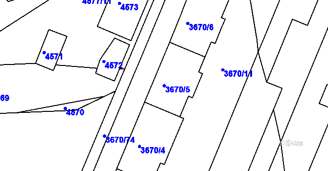 Parcela st. 3670/5 v KÚ Jirkov, Katastrální mapa