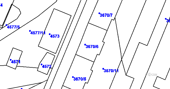 Parcela st. 3670/6 v KÚ Jirkov, Katastrální mapa