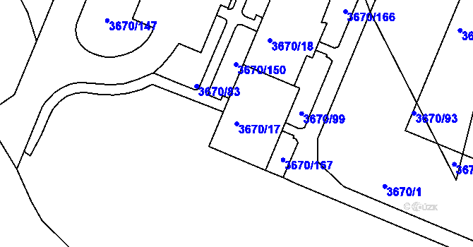 Parcela st. 3670/17 v KÚ Jirkov, Katastrální mapa