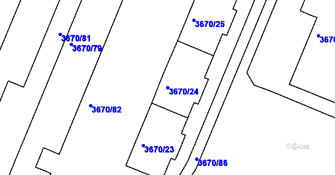 Parcela st. 3670/24 v KÚ Jirkov, Katastrální mapa
