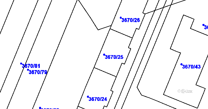 Parcela st. 3670/25 v KÚ Jirkov, Katastrální mapa