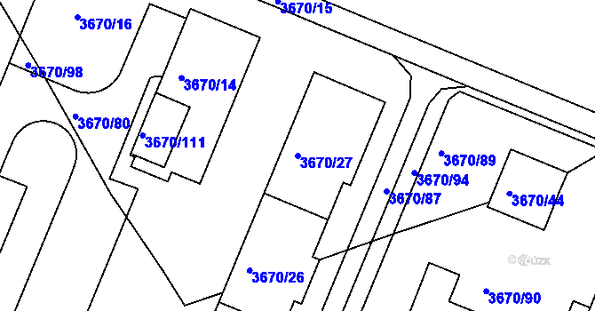 Parcela st. 3670/27 v KÚ Jirkov, Katastrální mapa