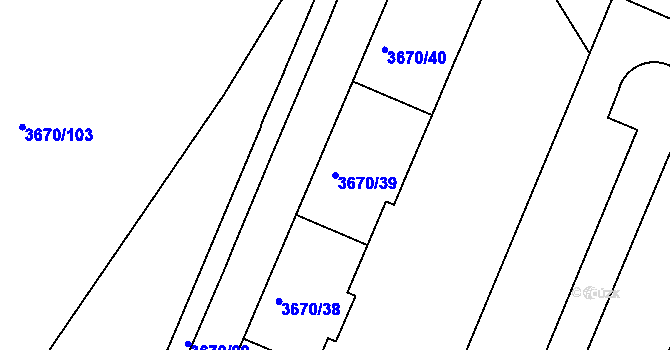 Parcela st. 3670/39 v KÚ Jirkov, Katastrální mapa