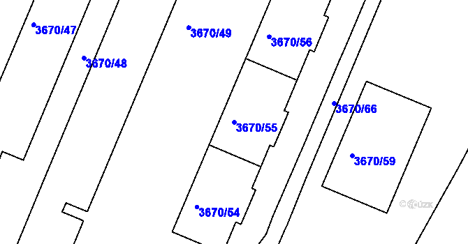 Parcela st. 3670/55 v KÚ Jirkov, Katastrální mapa