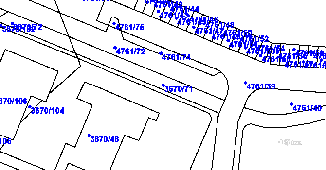 Parcela st. 3670/71 v KÚ Jirkov, Katastrální mapa