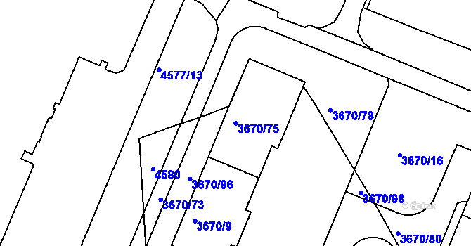 Parcela st. 3670/75 v KÚ Jirkov, Katastrální mapa