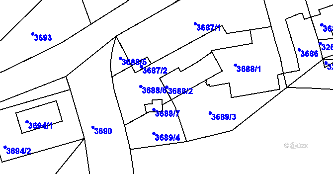 Parcela st. 3688/2 v KÚ Jirkov, Katastrální mapa