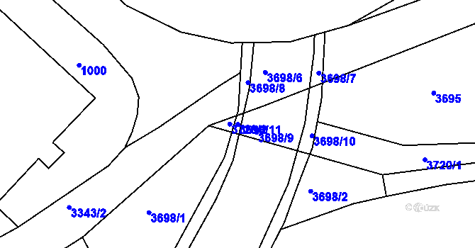 Parcela st. 3698/11 v KÚ Jirkov, Katastrální mapa