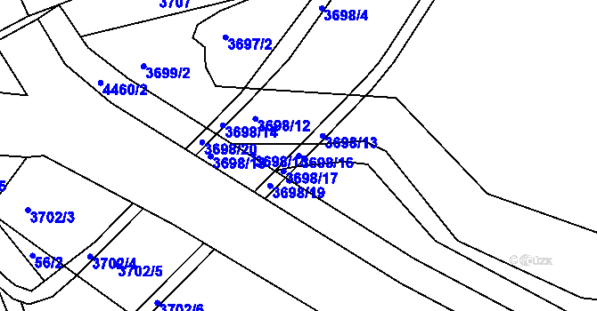 Parcela st. 3698/16 v KÚ Jirkov, Katastrální mapa