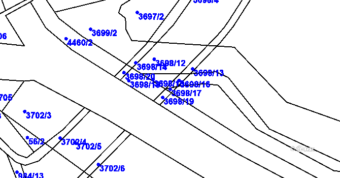 Parcela st. 3698/17 v KÚ Jirkov, Katastrální mapa