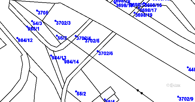 Parcela st. 3702/6 v KÚ Jirkov, Katastrální mapa