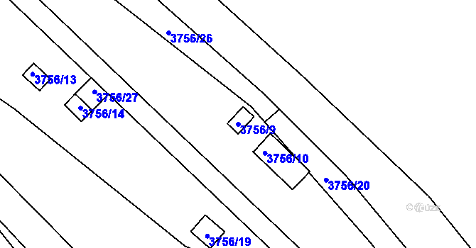 Parcela st. 3756/9 v KÚ Jirkov, Katastrální mapa