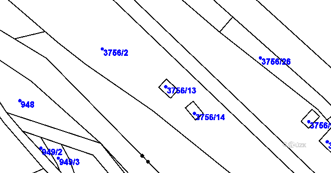 Parcela st. 3756/13 v KÚ Jirkov, Katastrální mapa
