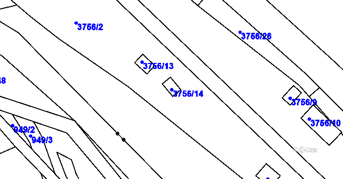 Parcela st. 3756/14 v KÚ Jirkov, Katastrální mapa