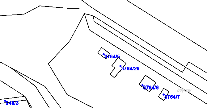 Parcela st. 3764/5 v KÚ Jirkov, Katastrální mapa