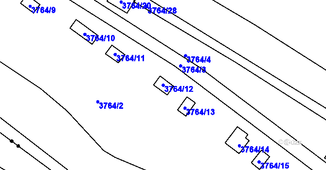Parcela st. 3764/12 v KÚ Jirkov, Katastrální mapa