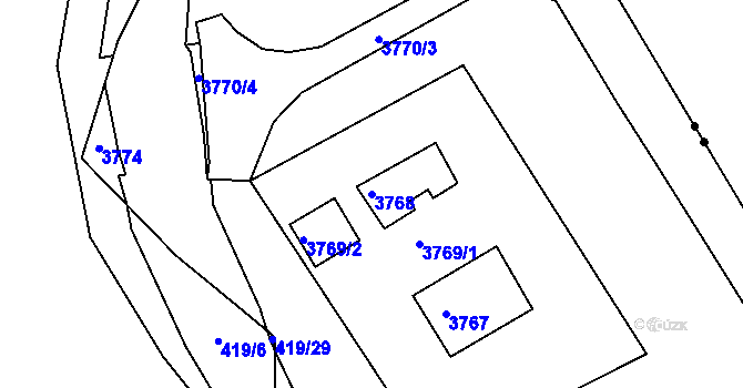 Parcela st. 3768 v KÚ Jirkov, Katastrální mapa
