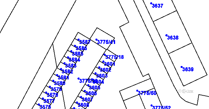 Parcela st. 3775/18 v KÚ Jirkov, Katastrální mapa