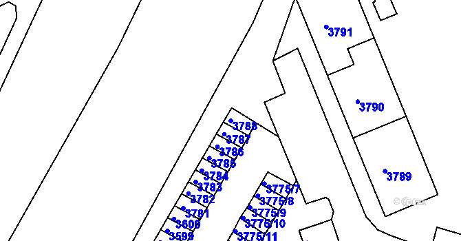 Parcela st. 3788 v KÚ Jirkov, Katastrální mapa