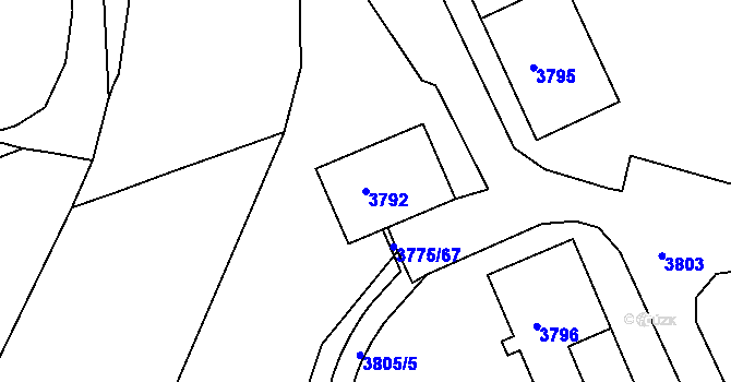 Parcela st. 3792 v KÚ Jirkov, Katastrální mapa