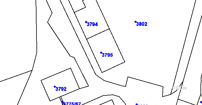 Parcela st. 3795 v KÚ Jirkov, Katastrální mapa