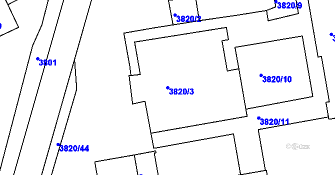 Parcela st. 3820/3 v KÚ Jirkov, Katastrální mapa