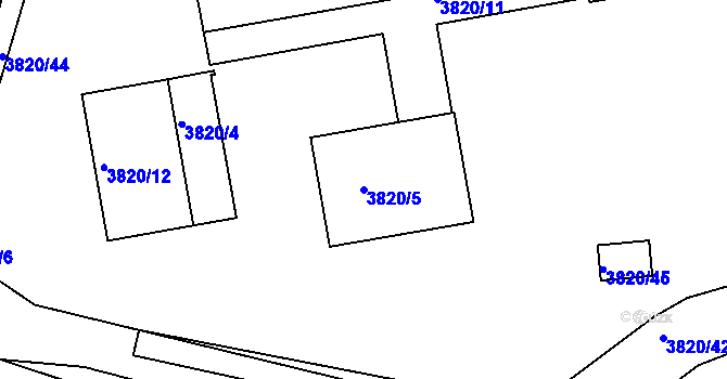 Parcela st. 3820/5 v KÚ Jirkov, Katastrální mapa