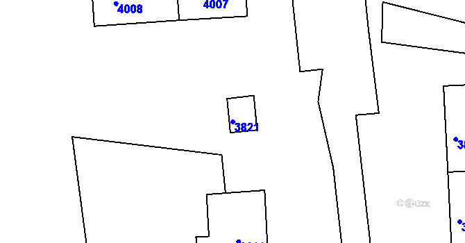 Parcela st. 3821 v KÚ Jirkov, Katastrální mapa
