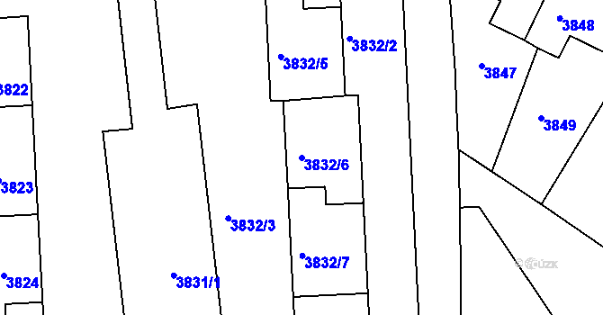 Parcela st. 3832/6 v KÚ Jirkov, Katastrální mapa
