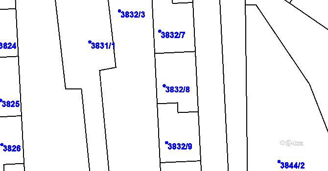 Parcela st. 3832/8 v KÚ Jirkov, Katastrální mapa