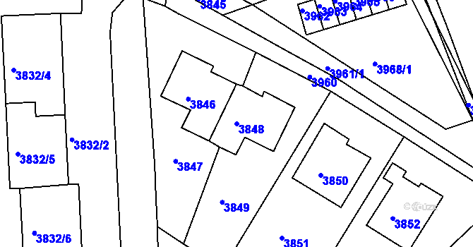 Parcela st. 3848 v KÚ Jirkov, Katastrální mapa