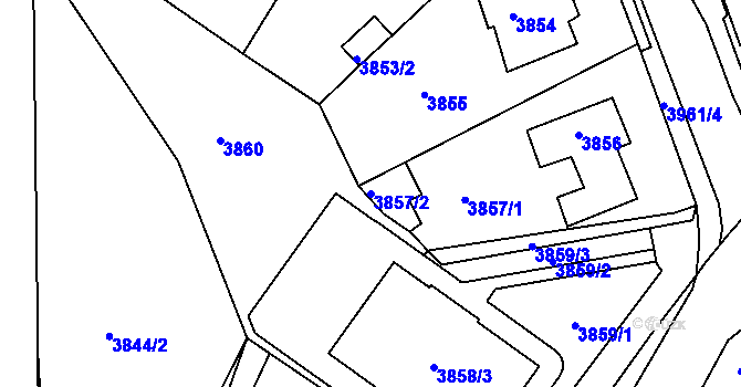 Parcela st. 3857/2 v KÚ Jirkov, Katastrální mapa