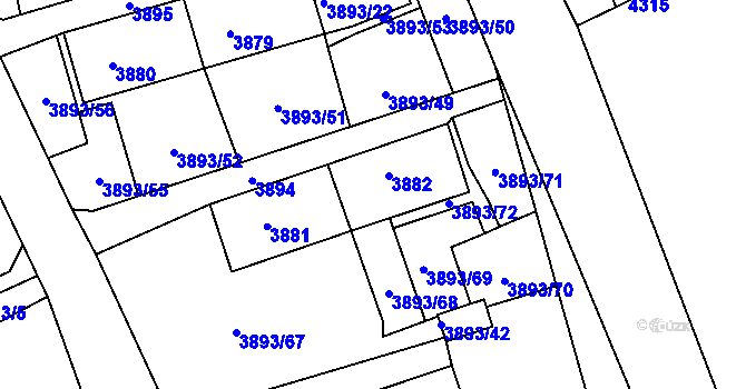 Parcela st. 3882 v KÚ Jirkov, Katastrální mapa